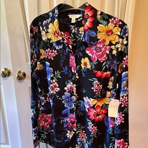 Time and Tru Orange Pink Long Sleeve Button Down Shirt